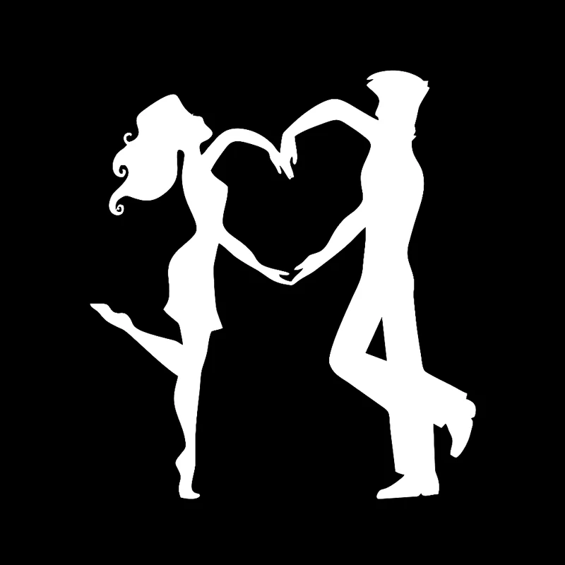 YJZT 12.2CM*13.5CM Love Heart Couple Together Men Women Kiss Car Sticker Decor Vinyl Decal Black/Silver C3-0279