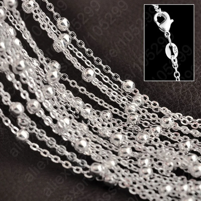 

Top Quality 10PCS 16-30 Inches 925 Sterling Silver Necklace Jewelry Chains with Balls Design For Pendant Fast Shipping