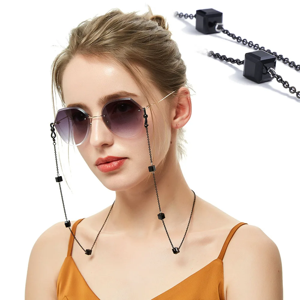 1pc/10pcs/lot Square Crystal Eyeglass Chains Sunglasses Neck Cord Holder Metal Eyeglass Chains retail wholesale