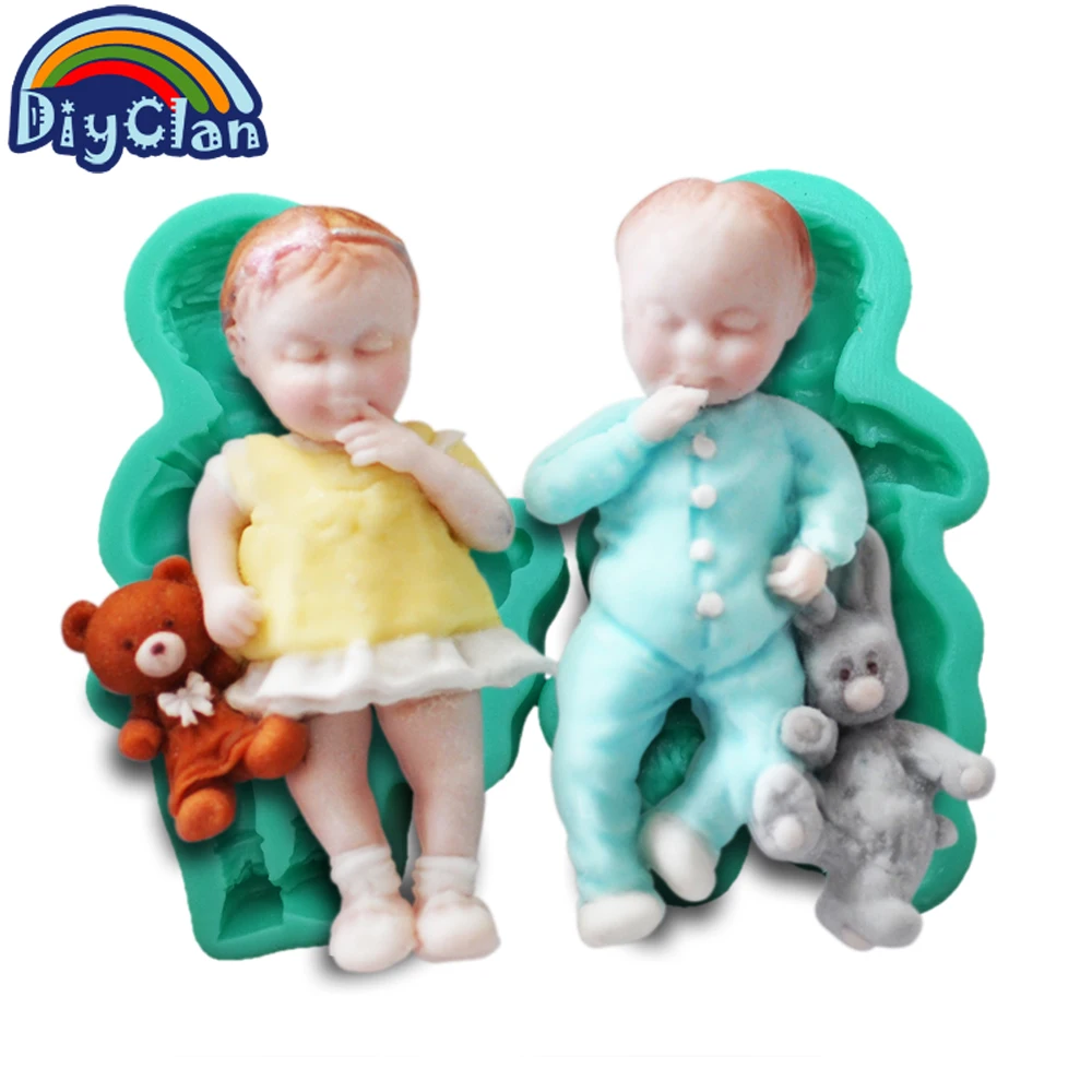 

2 стиля 3D Детский сахарный силиконовый торт форма для маленьких мальчиков и девочек chocalate силиконовая форма для младенцев и животных Кролик Медведь