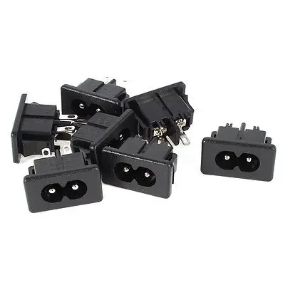 AC 250V 2.5A Male Plug IEC 320 C8 Power Socket Connector 7 Pcs