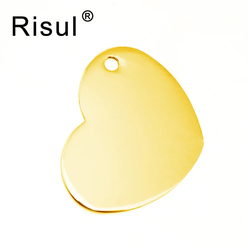 

Risul heart tag charm blank pendant 1 loop personalized both sides mirror polished stainless steel high quality wholesale 50pcs