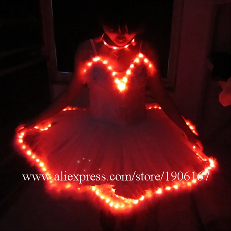 2015 Fashion RGB Colorful Led  Light Up Women Evening Dress Costume Luminous Growing Sexy Clothing For Carnival Party Dress