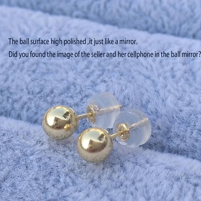 Classic Minimalist Ball 18K Bead  Diameter 3 4 5mm Optional Real Au750 Stud Earring for Womens Man Girls