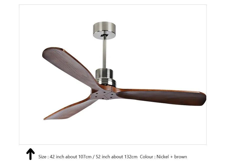 SOVE 52 Inch Wooden Ceiling Fans Without Light Home Bedroom Living Room Fan 220v Ceiling Fan Wood Remote Control 3 Wooden Blades