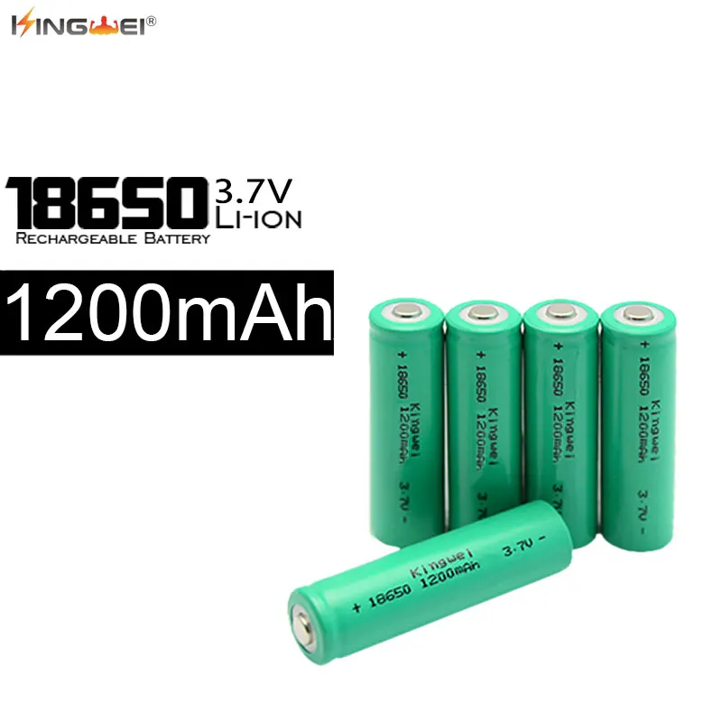 18650 Battery Kingwei 100pcs/lot 3.7v 1200mah Li-Ion Battery Rechargeable Lithium Batteries For LED Flashlight Bateria