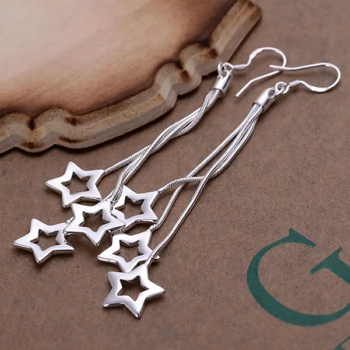 wholesale fashion design beautiful lovely women lady charm silver color classic stars party Earring Jewelry free shipping E161