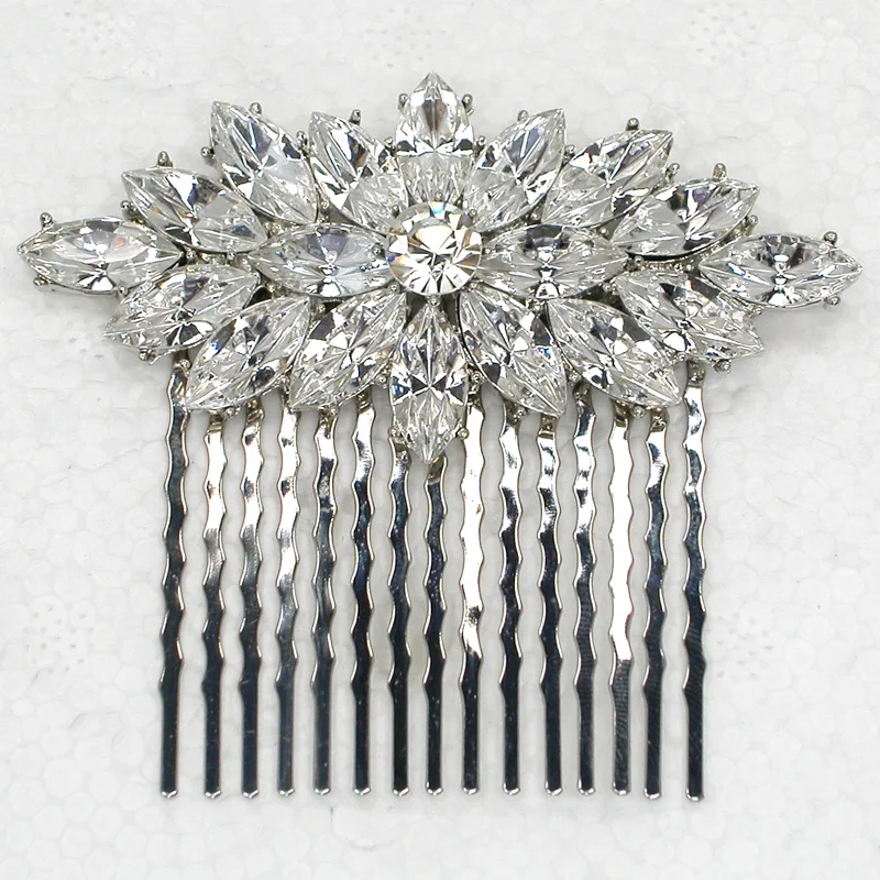 60pcs/lot Wholesale Marquise Crystal Rhinestone Flower Hair Comb for Bridal Wedding party Prom L101067