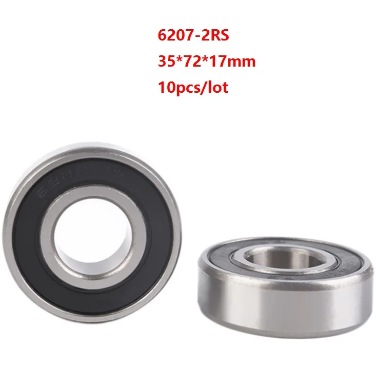 

10pcs/lot 6207RS 6207-2RS 6207 2RS rubber seal ball bearings 35*72*17mm Deep Groove Ball Bearing 35x72x17mm