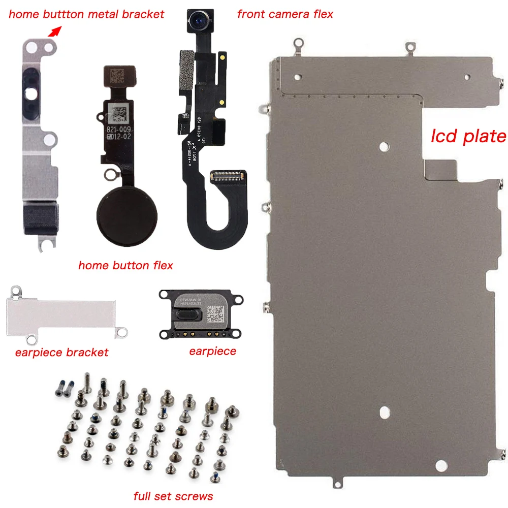 Full LCD Display Repair Parts For iPhone 6 6p 6s 6sP 7 7P 8 8 Plus Front Camera Ear Speaker  Home Button Flex Cable Screws Kit