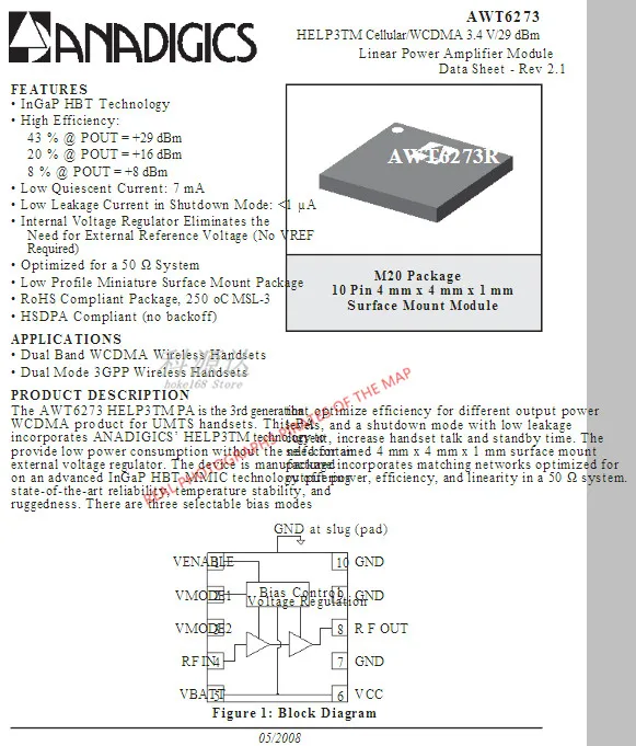 5 unids/lote AWT6273RM20P8 QFN-10 AWT6273 6273 en Stock