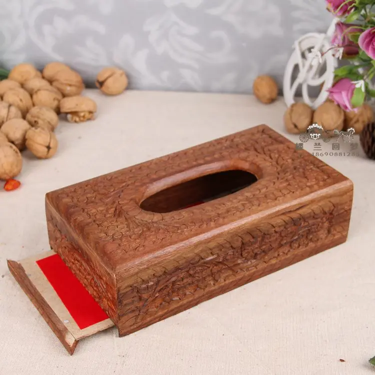 Pakistan woodcarving tissue box storage box paper napkin pumping cassette retro hand-carved wood products