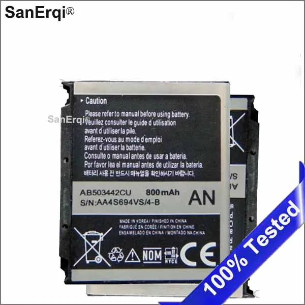 AB503442CU baterii telefonu komórkowego dla Samsung D900 R500 M520 E488 E498 E690 E780 AB503442CE AB503442CC AB503442CA baterii SanErqi