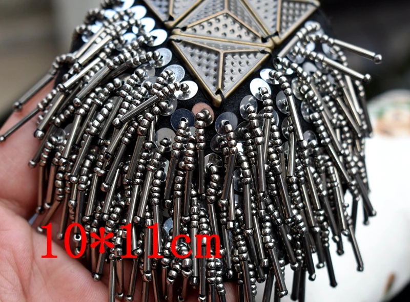 Handmade epaulette jewelery tassel big shoulder brooch epaulet , epaulettes spikes/escapulario blazer accessories/pin