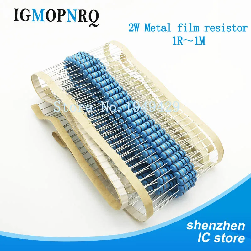 

1000pcs 2W Metal film resistor 1% 1R ~ 1M 2.2R 4.7R 10R 22R 47R 100R 220R 470R 1K 10K 100K 2.2 4.7 10 22 47 100 220 470 ohm