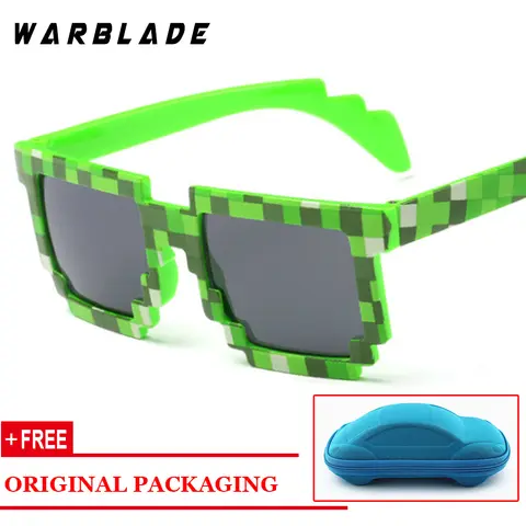 Hot Kids Sunglasses Creeper Glasses Mosaic Sports Goggles Glasses Boys Girls Pixel Square Eyewares with box