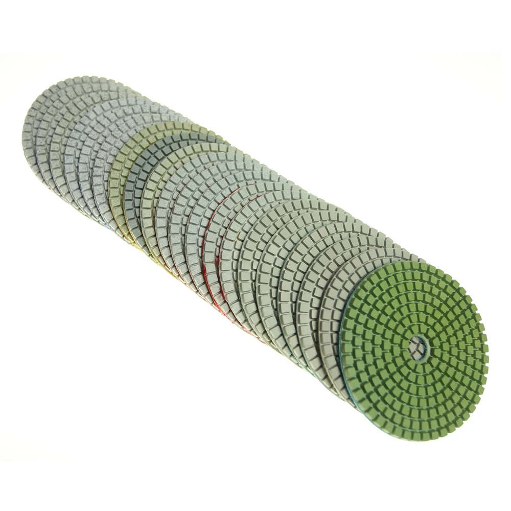 20 pieces P30 to P5000 Dia. 100mm Diamond Wet Flexible Polishing Pad for Marble Stone Ceramic Tiles