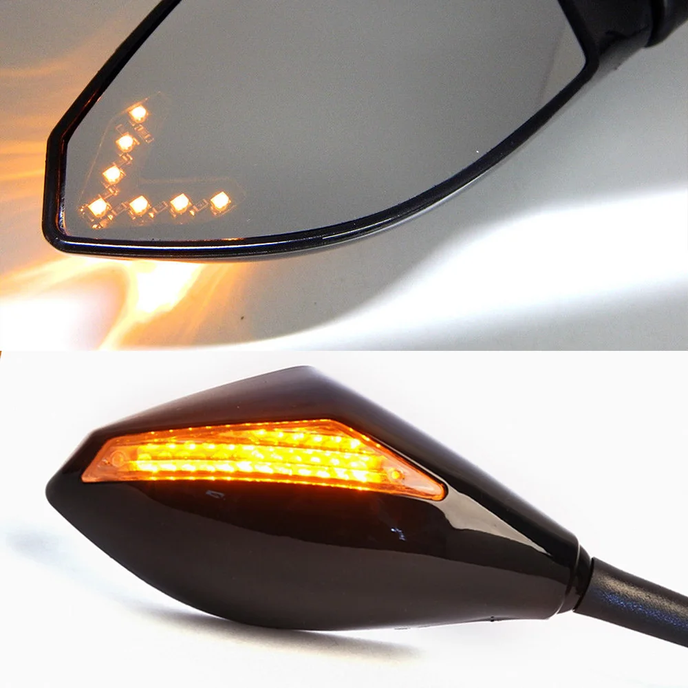 Motorcycle Integrated Turn Signal Mirrors Side Rearview Mirror Front Back LED For Honda CBR 600 F4i 929 954 RR F1 F2 Hurricane