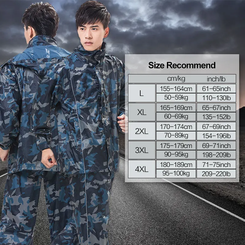 QIAN RAINPROOF Professional Adult Outdoor Raincoat Thicker Heavy Water Gear Fashionable Sportswear Waterproof Rainsuit