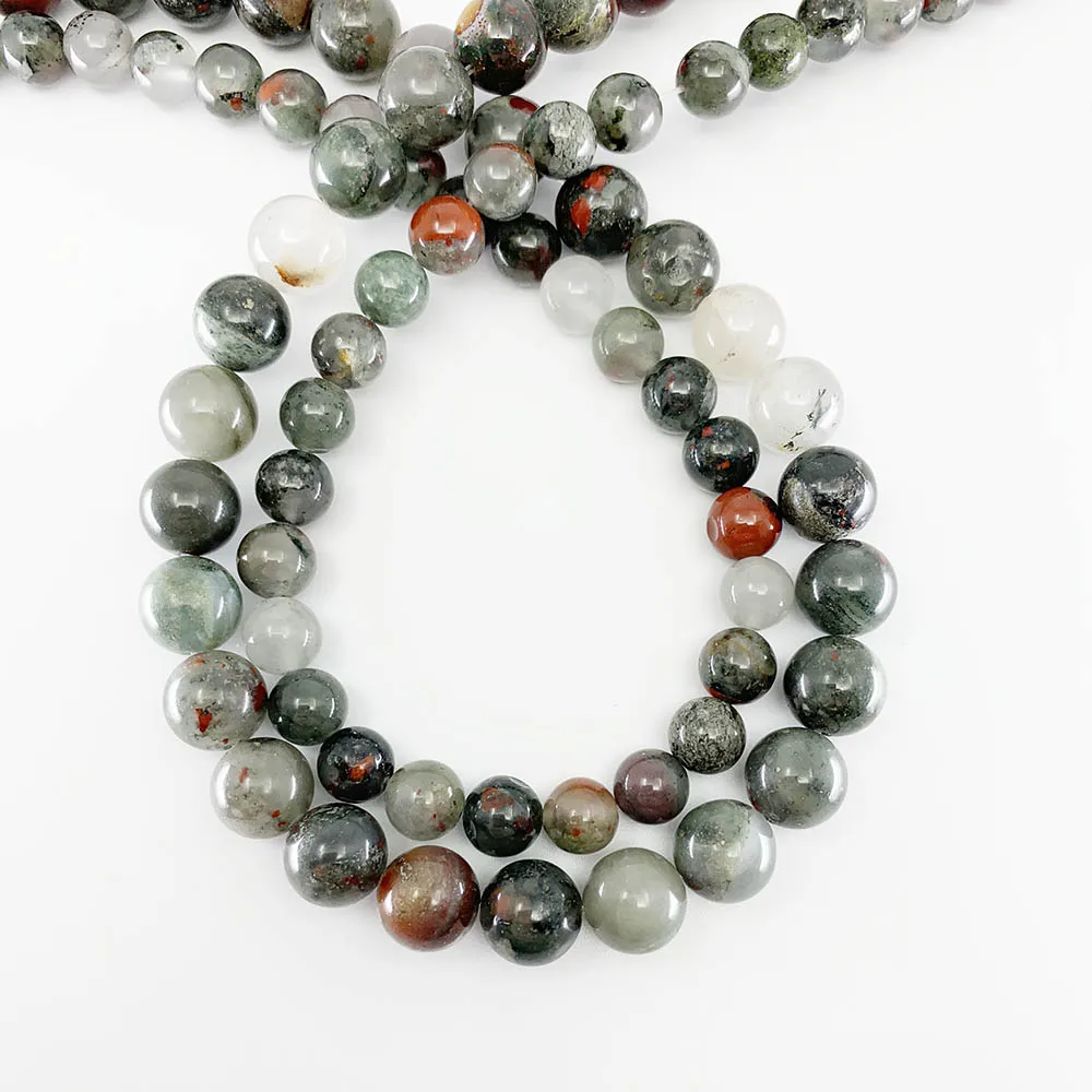 1 strand/lot Natural African Blood Stone Bead 4/6/8/10/12 mm  Round Loose Spacer Beads For Jewelry Making Findings DIY Bracelet