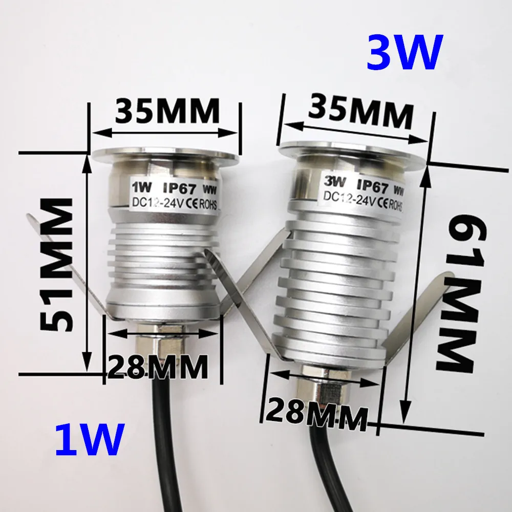 Ledes Földalatti ligh DC12-24V inground ligh IP67 Vízhatlan esőköpény Esedékes Lépcsőfok ligh Fedélzet Villanyégő 1W 3W  Ülésterem falra Reflektorfény