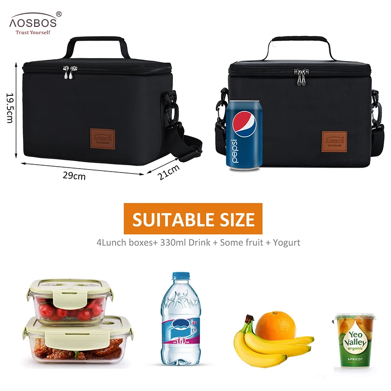 Aosbos Fashion Portable Thermal Lunch Bags for Women Kids Men  Food Picnic Cooler Box Large Capacity Insulated Tote Bag Storage