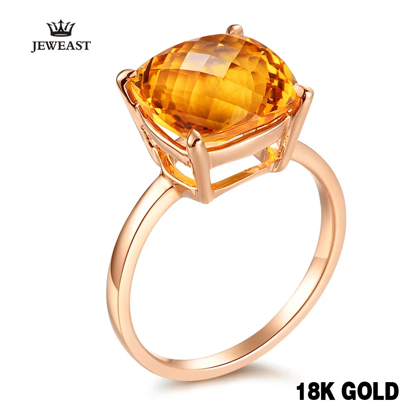 

18k Natural Citrine Rose Gold Ring Elegant And Beautiful Minimalism Affordable Price Women Girl Party 2023 New Fine Good