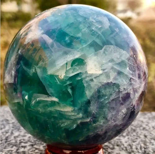 60mm NATURAL Fluorite quartz crystal sphere ball healing