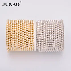 JUNAO ss6 ss12 ss16 화이트 진주 체인 라인 석 트림 신부 진주 목걸이 장식 웨딩 드레스에 대한 아크릴 Strass Applique