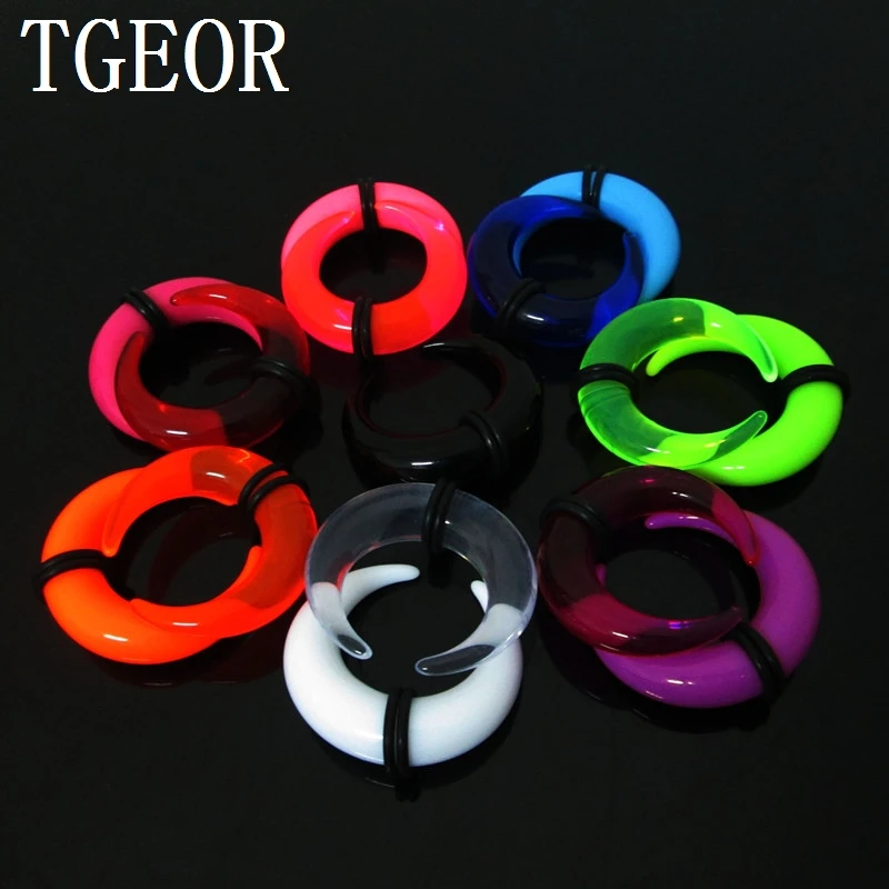 NICE 1 pair mixed 3 gauges big size horseshoe ear expander acrylic piercing mixed clear color ear taper Fashion