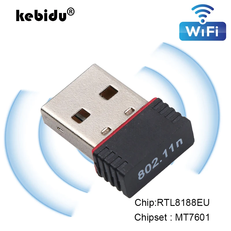 kebidu 150Mbps Mini USB Wifi Adapter Antenna USB 2.0 Wireless Receiver Dongle Network Card RTL8188EU External Wi-Fi For PC