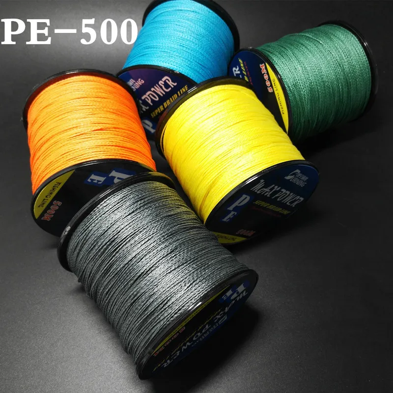 5 Colors Germen Quality Max Power 500m 4 Strands Super Strong Japan Multifilament PE Braided Fishing Line for Lure Sea Fishing