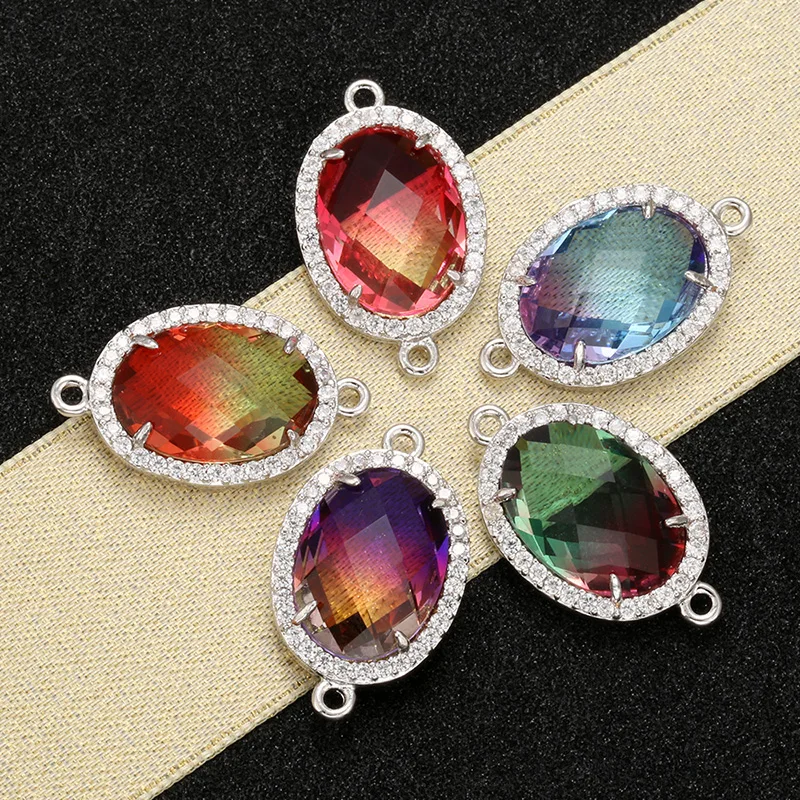 ZHUKOU 13x22mm Fashion mixed color crystal connector for DIY jewelry earrings necklace decoration accessories model:VS377