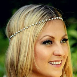 Metal Punk Forehead Headband Indian Boho Hair Chain Pearl Headpiece Trendy Hair Accessories Jewelry For Women Wedding