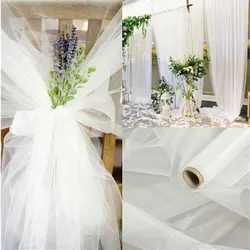 Rouleau de Tulle en Organza cristal transparent, tissu pour décoration de fête de mariage, chaise en organza, décoration d'arc de mariage, robe de femme, 10 m/lot, 48cm