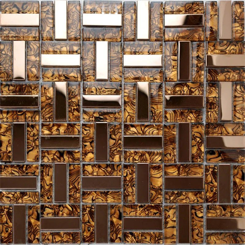 

Luxury Gold Metal Shell Paper Resin Glass Mosaic tile, kitchen backsplash wall puzzle bathroom shower fireplace decor