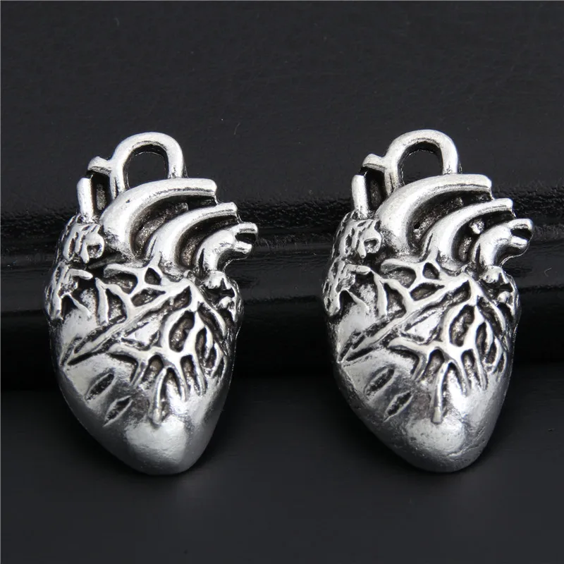 10pcs  Silver Color liver charms Biology Organology Wholesale Pendant For Necklace Bracelet Keychain Accessories 26x15mm A2993