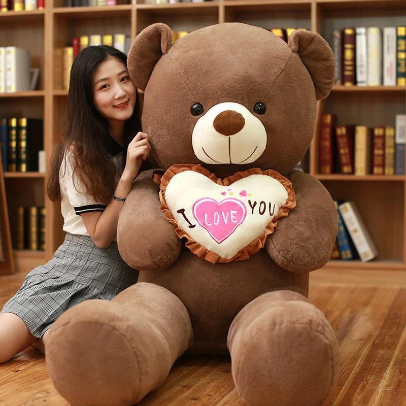 

1pc I Love You Teddy Bear Large Stuffed Plush Toy Holding LOVE Heart Soft Gift for Valentine Day Birthday Girls' Xmas Brinquedos