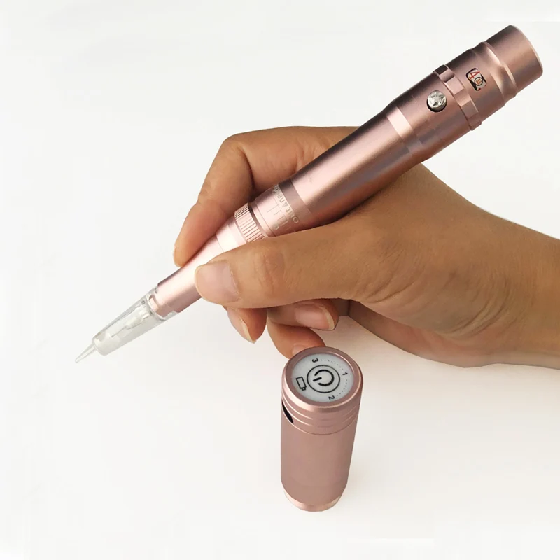 Rose Gold Professional Dermograph Wireless Permanent Makeup Machine Pen Beauty Eyebrow Tattoo Machine