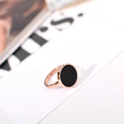 YUN RUO New Arrival Luxyry CNC Zircon Crystal Inlay Black Ring for Woman 316L Stainless Steel Jewelry Rose Gold Color Never Fade