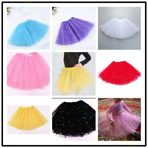 baby girls kids ballet dance skirt mesh pink tutu skirts shiny star pettiskirts sparkle girl petticoats performance Costumes