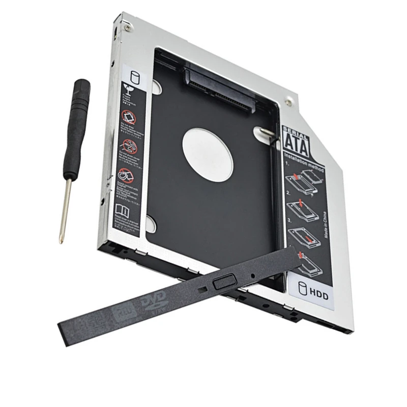 NEW 9.5mm SATA 2nd SSD HDD Caddy for HP EliteBook 2530p 2540p DVD-ROM Hard Disk Drive Caddy