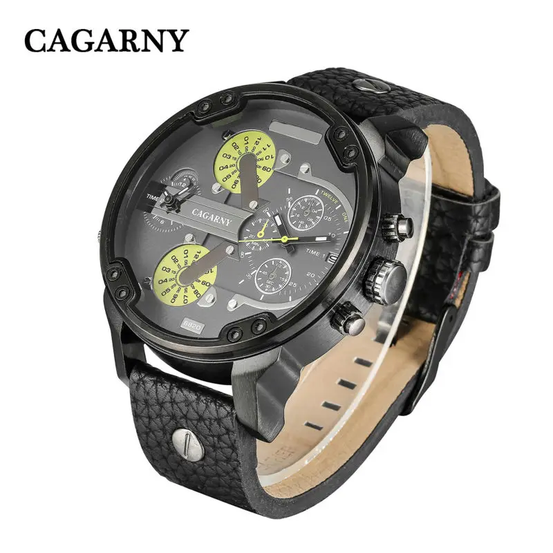 

Watches Men Luxury Brand Mens Watch Dual Time Zones Military Men's Watches Leather Watchband Fashion Quartz Wristwatch Cagarny