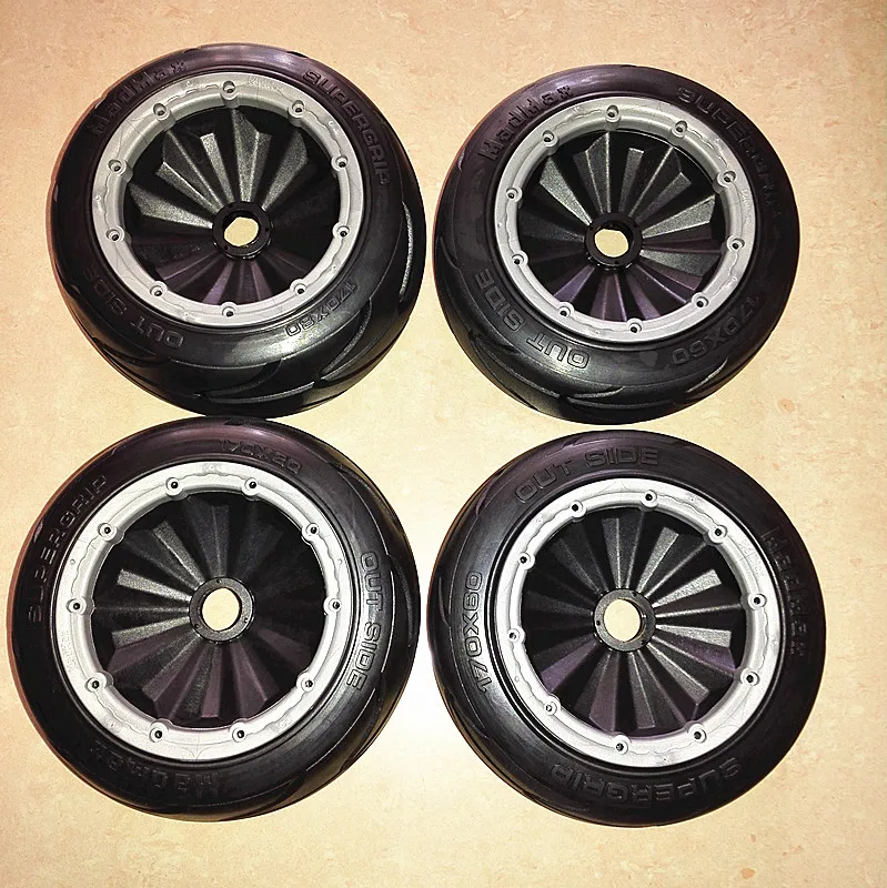 Madmax Baja 5B Front and Rear Slicks Tire High Quality Baja Slicks Tyres Totally Enclosed Rim for 1/5 HPI Baja 5B ROFUN KM