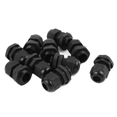 10Pcs Waterproof Adjustable PG9 4-8mm 33 x 22mm Black Cables Gland