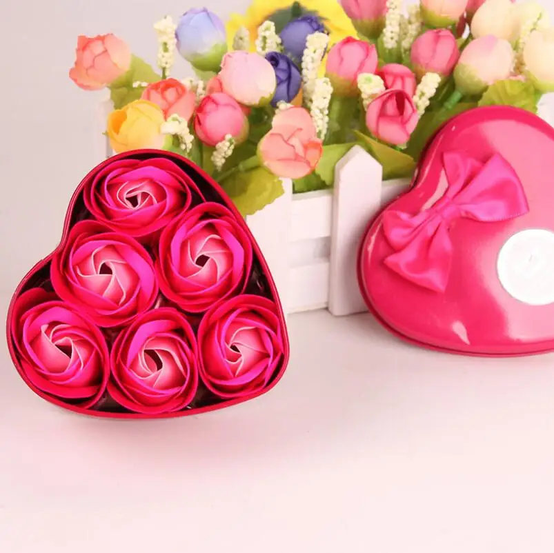 Rose Soap For Bath Rose Flower Soap With Gift Box For Birthday Wedding Valentine Day Gift 6 pcs/set LX6784