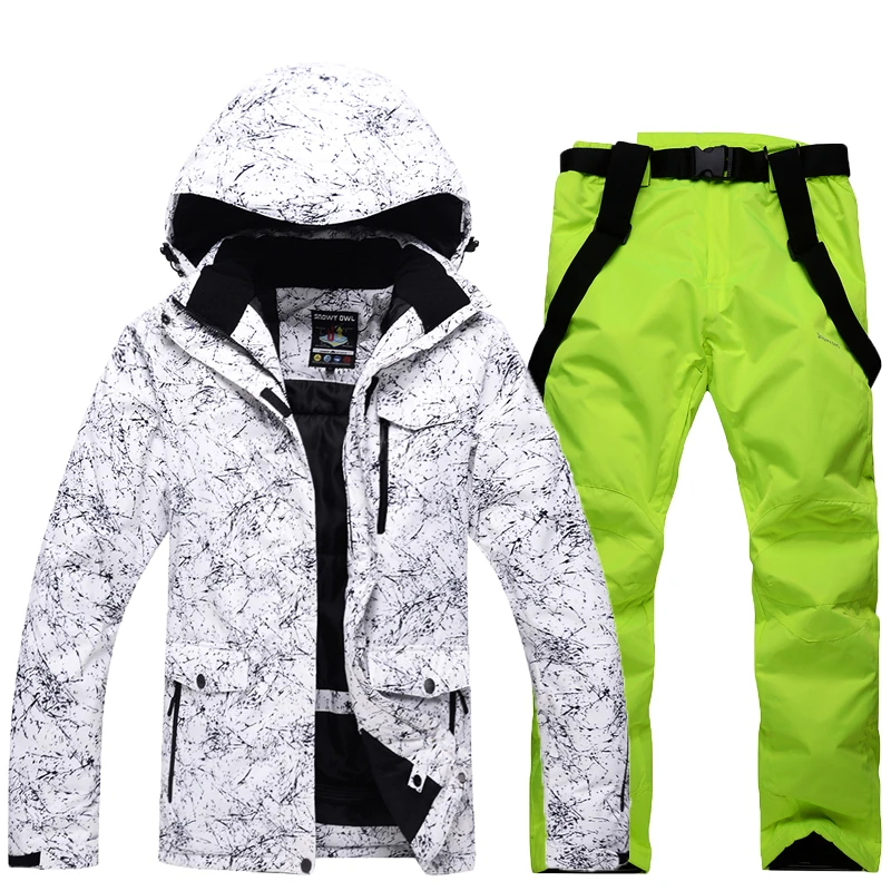 Super Warm White Ski Suit Sets Jacket Waterproof Windproof Breathable Climbing Mountain Winter Outdoor Snowboarding Clothes