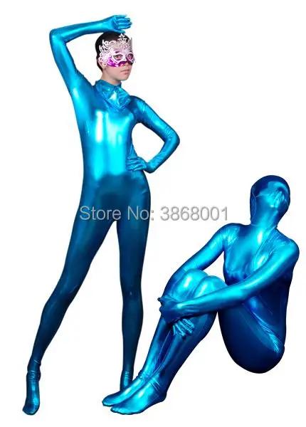 สีแดงเซ็กซี่แฟนซีชุดสตรีชุดเงาโลหะ Zentai สูท Full Bodysuit