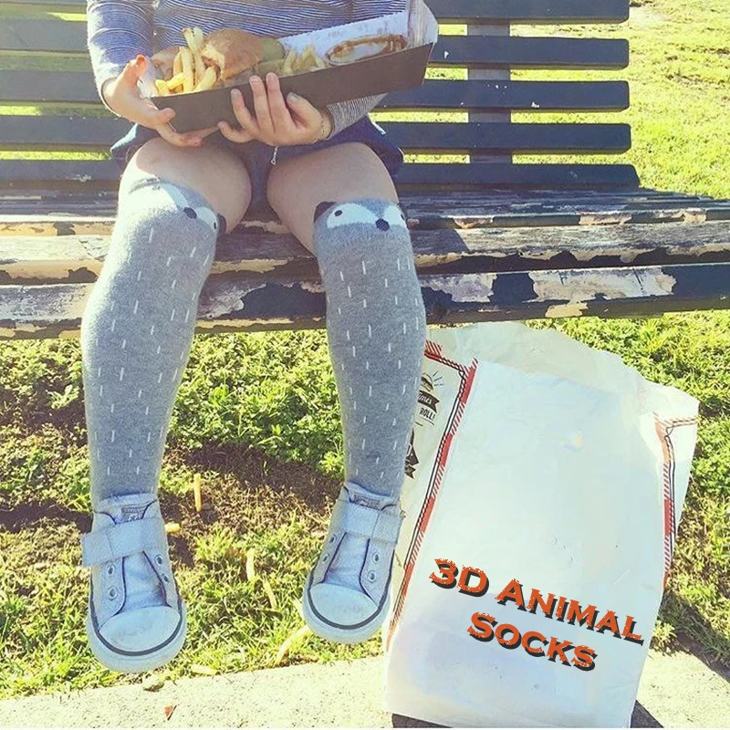 Cute Animal Socks Kids Girls Knee High Socks Children 3D Cartoon School Over Knee Long Socks Cotton Fox Cat Boys Leg Warmer 3-10