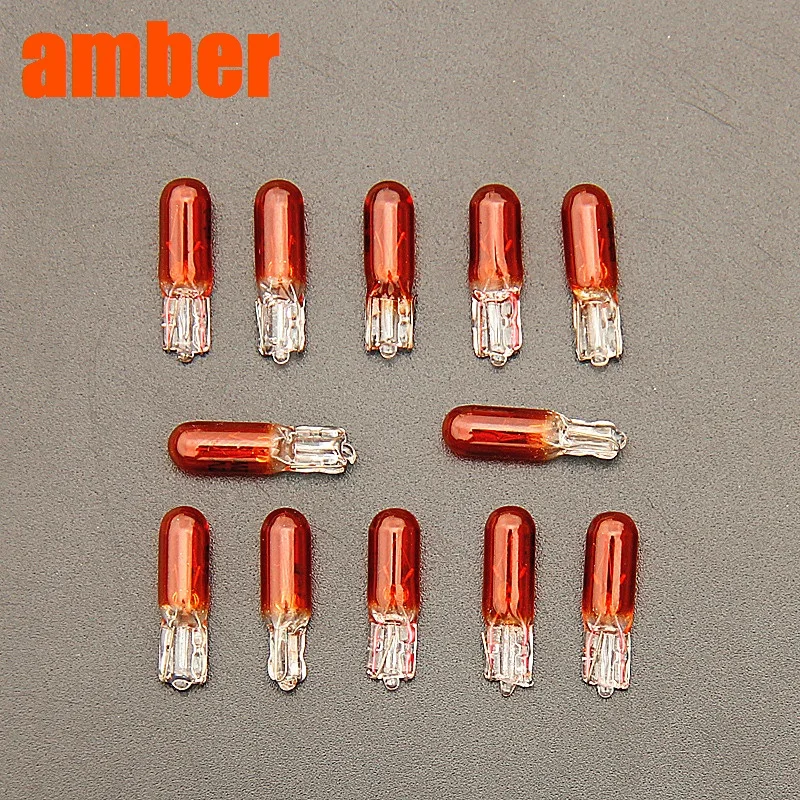 10Pcs 12V 1.2W T5 286 blue red pink puple green Glass Amber Light Bulb Dashboard Instrument Brake Light Bulbs